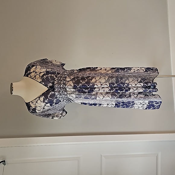 Jonathan Martin Navy Blue/ White Silk Swimsuit Coverup Needs mending Size 12 - Picture 1 of 12